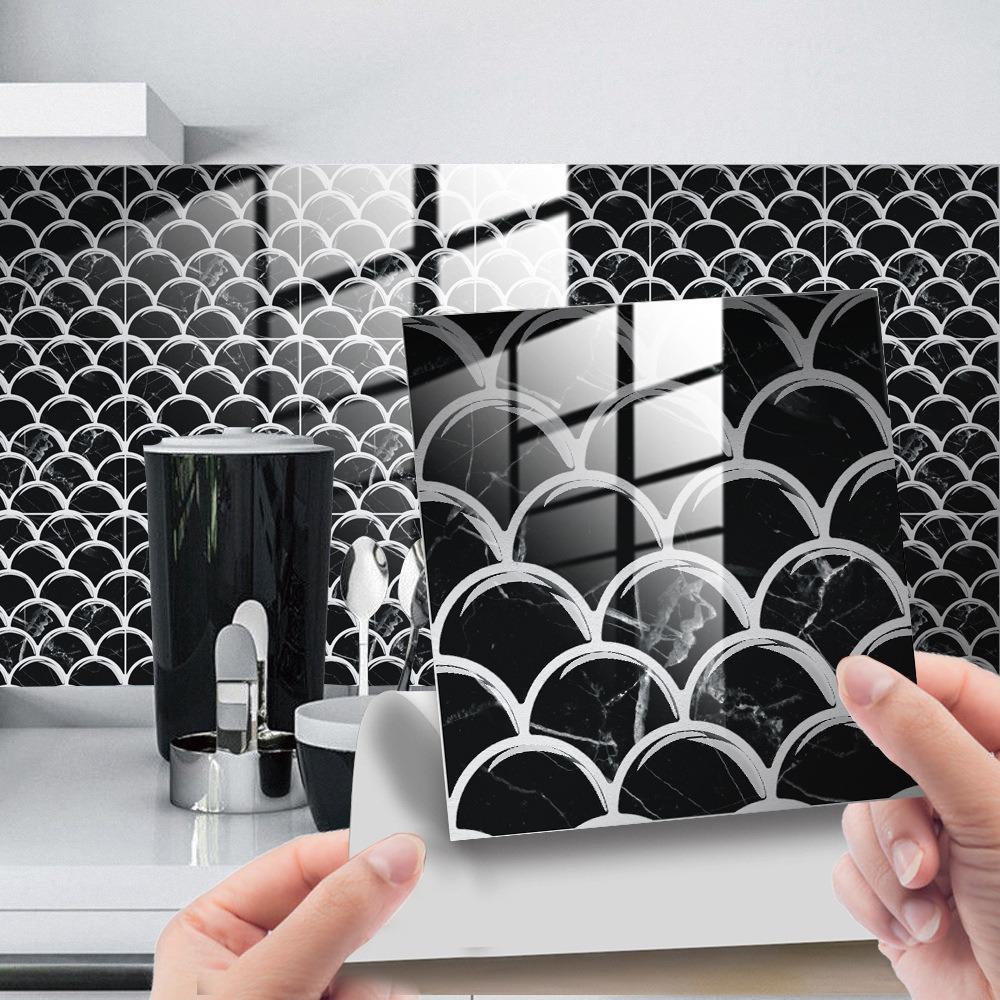 10PCS 15*15cm Tile Stickers Waterproof Marble Grain 3D Wall Sticker PVC Colorful Tile Wall Sticker