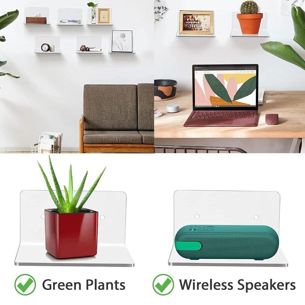 Minimalist Wall Hanging Shelves Transparent Design Floating Shelves Acrylic Shelves Bedroom Use