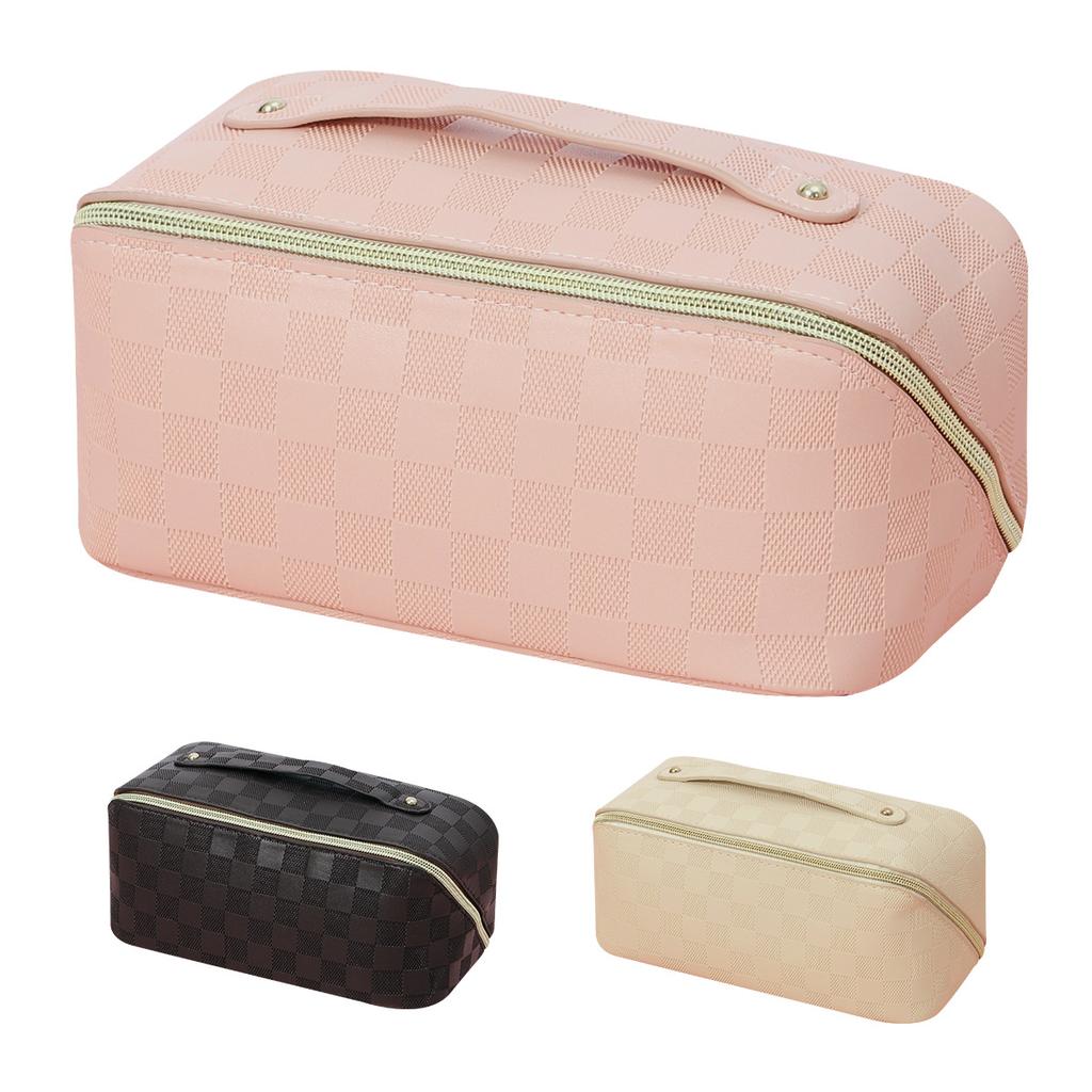 Large Simple Capacity Solid Color Makeup Pouch Portable Travel Wash Storage Bag