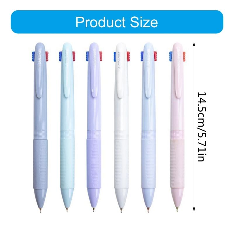 6 Pcs 4 Colors Shuttle Pen Retractable Ballpoint Pen 4 in 1 Multicolor Pen Office School Supplies for Smooth Writing