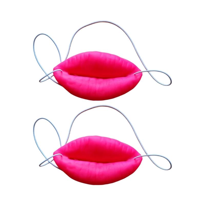 Oversized Lip Party Mask Costume Accessory with Elastic Cord for Photo Booth Use and Stage Gag Costume Wear, Set of 2
