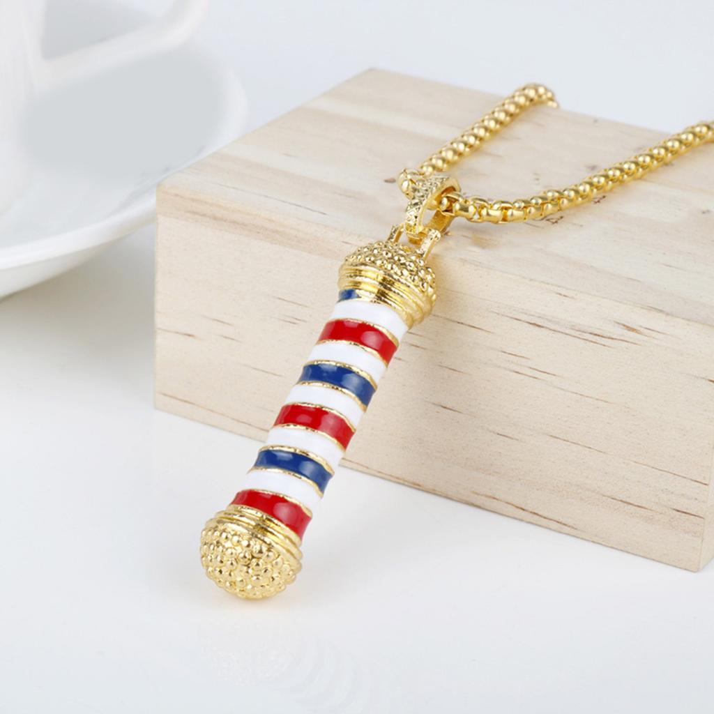 Unique Designs Barber Poles Pendant Necklace for Barbers and Hair Enthusiasts with Electroplated Finish Casual Wear