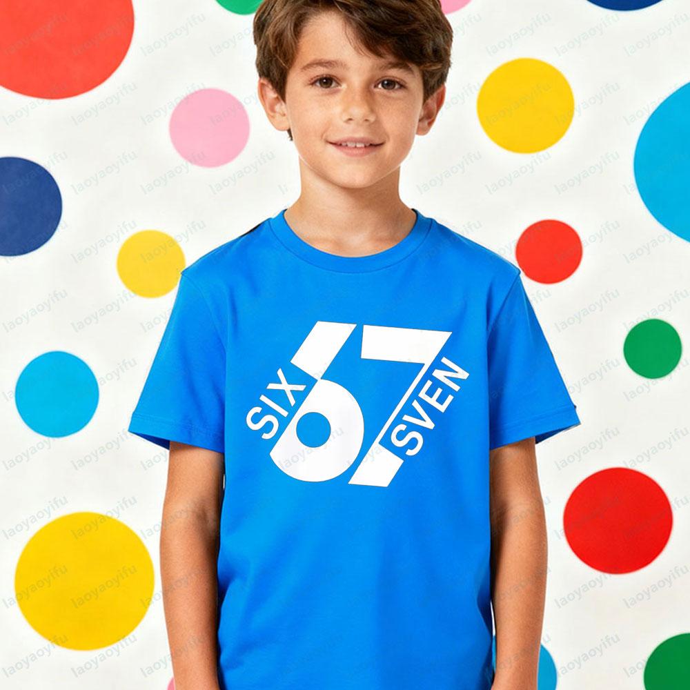 67 Meme Kids TShirt Latest Trendy Style Creative Design Six Seven Number Printed Tshirt Boys Christmas Holiday Tee Xmas Tops
