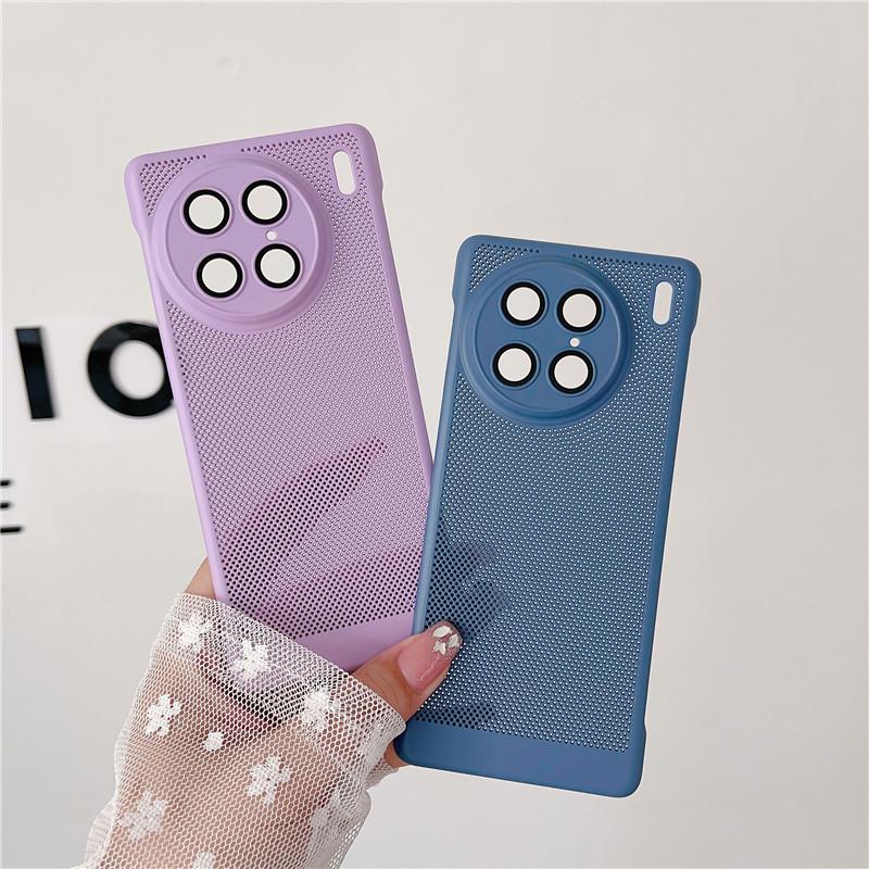 Frameless Heat Dissipation Case With Lens Film For Vivo X90 X90s X80 Pro Plus Breathable Cooling Grid Hard PC Cover Back Shell Protector