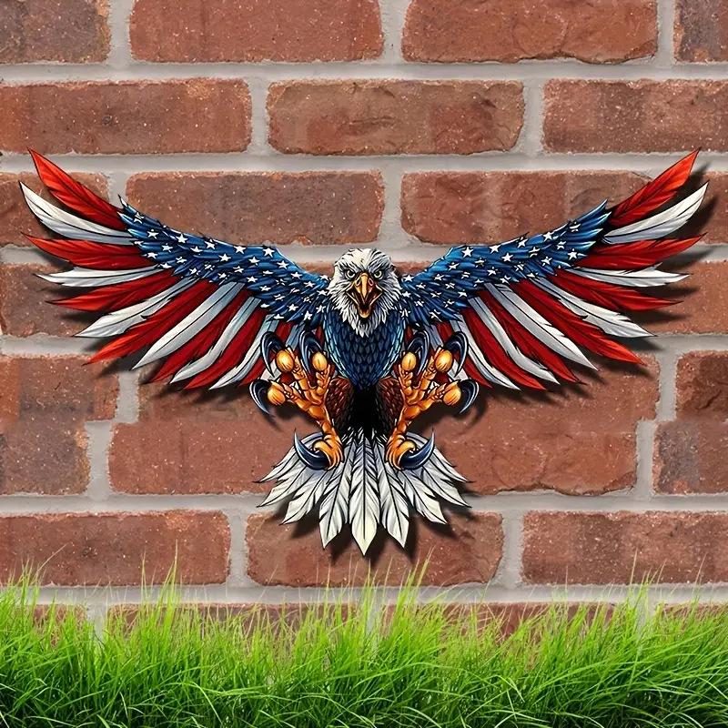 American Eagle Metal Wall Art - Indoor Hanging Ornament Figurine Craft