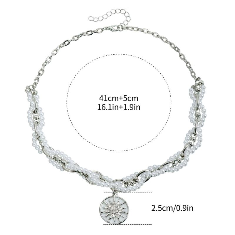 Star Pearls Chokers Necklace Sturdy Alloy Chain Delicate Adjustable Length Daily Accessory
