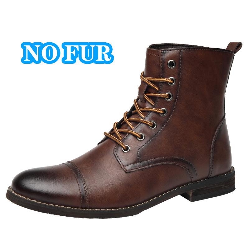 Fashion Designer Men Ankle Boots Men Classic Winter Plush Snow Boots Motorcycle Cowboy Boots Genuine Leather High Top Male Shoes