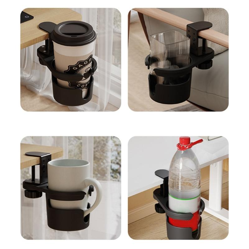 Universally Desk Beverage Holder Nonslip Designs for Secure Cup Placement Adjustable Rotating Table Drink Holder Clamp