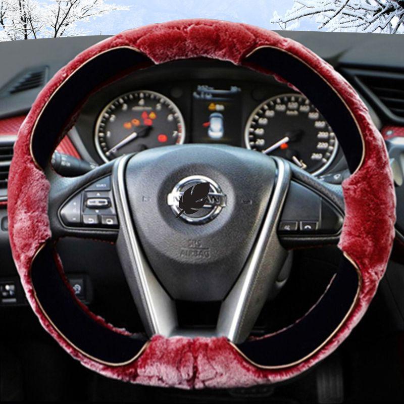 Plush Winter Steering Wheel Cover for Nissan: Sylphy, X-Trail, Qashqai, Kicks, Teana, Bluebird, Tiida