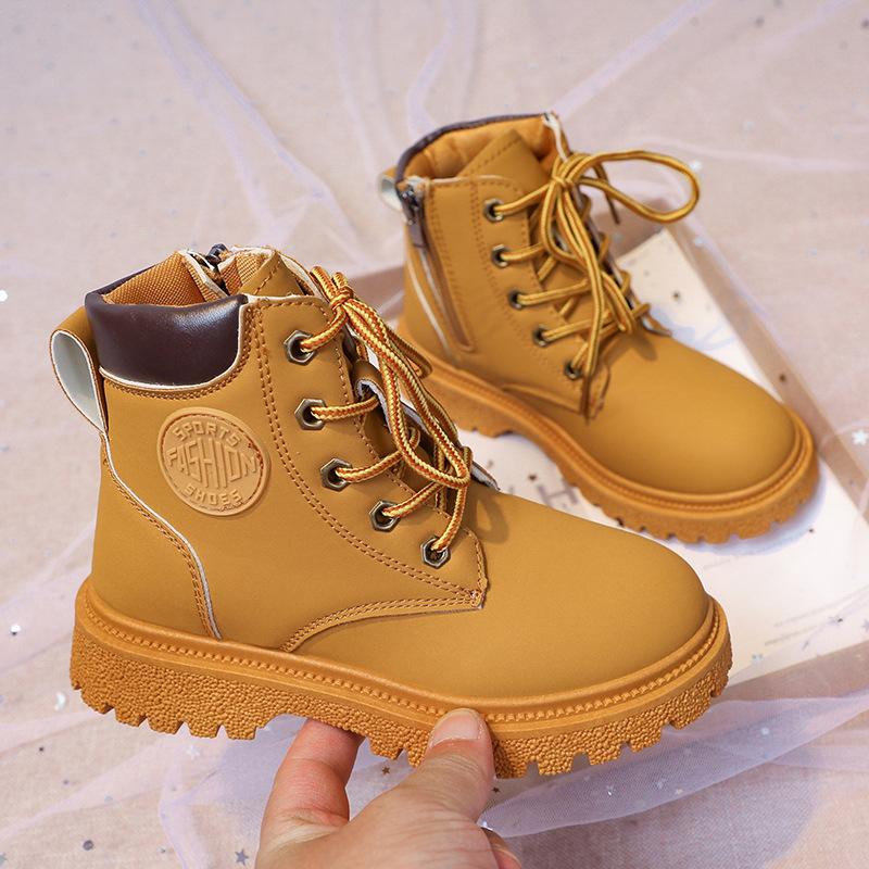 Spring and Autumn Children's Martin Boots Boys' Boots Girls' Non-slip Single Shoes Autumn and Winter Fleece Thickened Snow Boots Winter