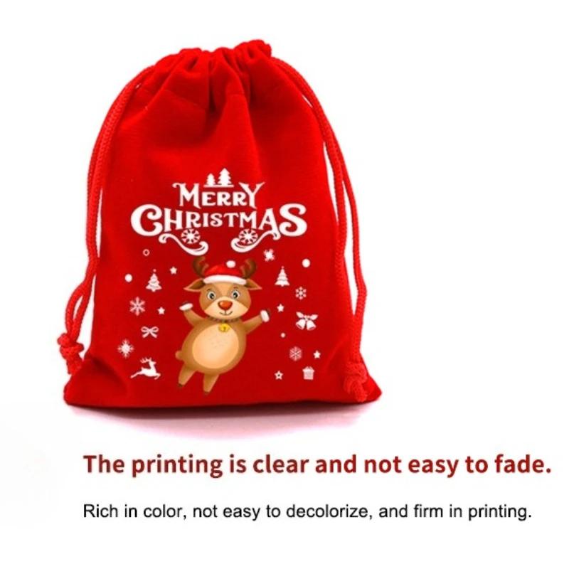 12 PCS Red Christmas Velvet Bags, Drawstring Bags, christmas gifts christmas candy bags christmas decorations for home