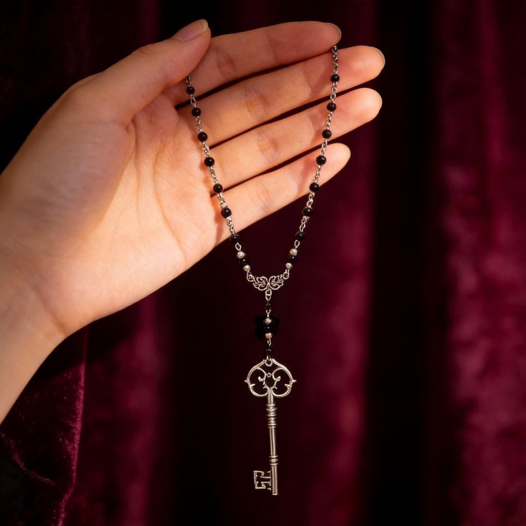 Gothic Key Pendant Necklace For Women With Geometric Alloy Design For Bohemian Style Fashion