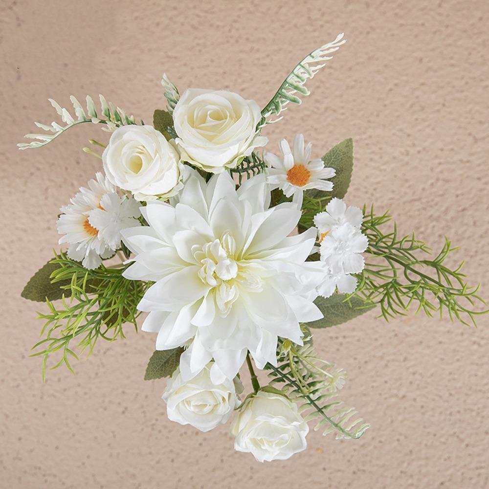 Plastic Artificial Dahlia Rose Flowers Realistic Fake Flowers  Living Room Decor