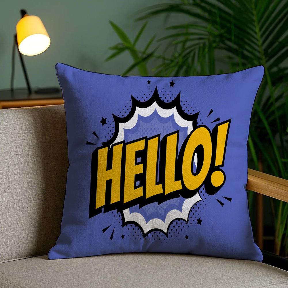 Welcome Omg Cushion Cover Plush Fabric Soft Double-Sided Printed Invisible Zipper Sofa Pillow Case Home Decor