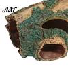 Non Fading Tank Decor Rotten Tree Reptile Hideout, Hole Aquarium Fish Shrimp PVC Ornament Hide Cave, Gecko Shelter for Terrarium Decoration