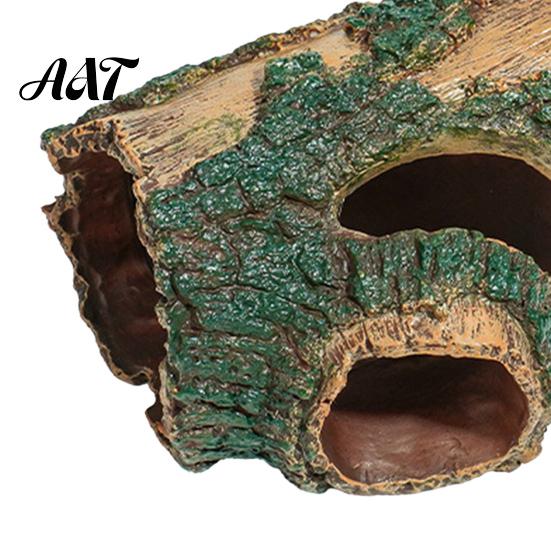 Nicht verblassende Aquarium-Dekoration Verrotteter Baum Reptilienversteck, Loch Aquarium Fische Garnelen PVC-Ornament Versteckhöhle, Gecko-Unterschlupf für Terrarien-Dekoration