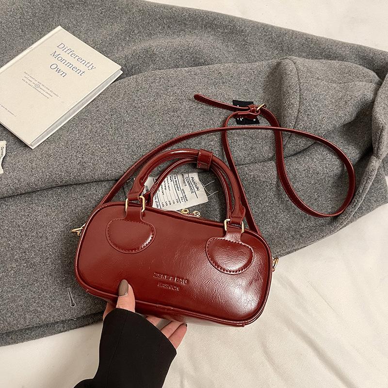 Popular Hot-selling Maillard Premium Oil Wax Leather Portable Boston Bag Women's Versatile Commuter Simple Messenger Bag