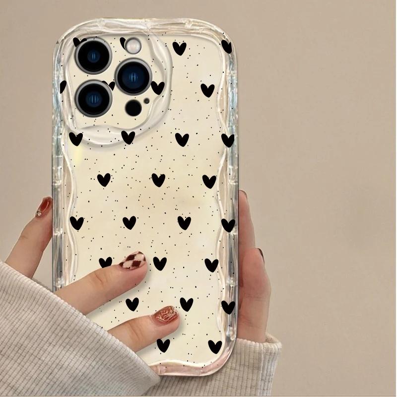 Case For Xiaomi Redmi 15 15C 14C 13C 12C 13 12 A5 Note 12 13 14 Pro Plus 5G 11S 10 11 Pro 4G Cute Simple Black Line Heart Cover