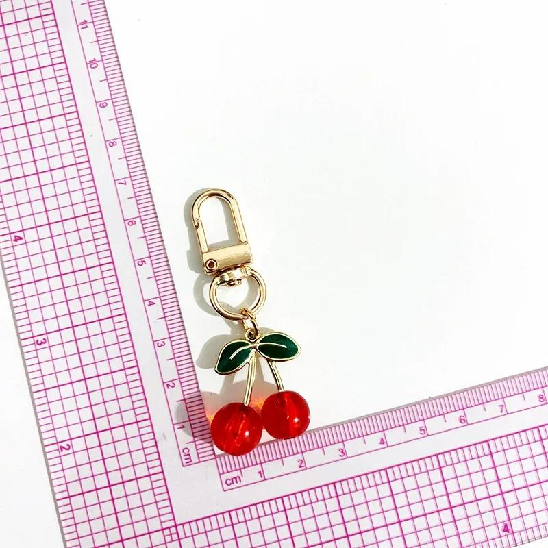 Cute Cherry Keychain Charm Enamel Pink Red Purple Resin Pendant Bag Charms Key Ring Lovely Accessories Suitable for Women Gift