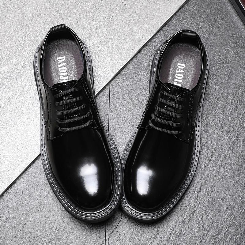 Fashion Lacquer Leather Men's Shoes Fashionable Minimalist Design Style Outdoor Leisure Business Party Wedding Dress Adult Black Shoes