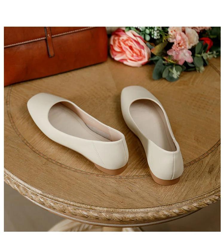 

Новые весенне-осенние туфли на плоской подошве женские балетки на плоской подошве с квадратным носком неглубокие туфли без застежек женские туфли 40