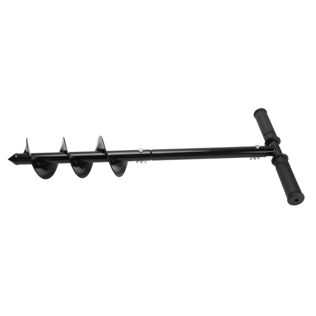 Garden Auger Drill Bit, T Shape Hand Drill Auger Post Hole Digger Steel Spiral Drill Bit with Handle Multifunction Garden Auger Tool Drill Digger Bit