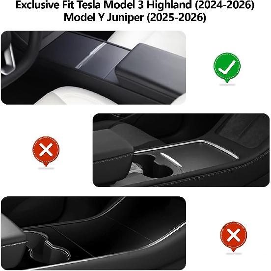 Tesla Model Y Juniper 2025-2026 & Model 3 Highland Center Console Wrap Kit ABS Carbon Fiber Cover Sticker Ultra Slim Interior Protector Decorative