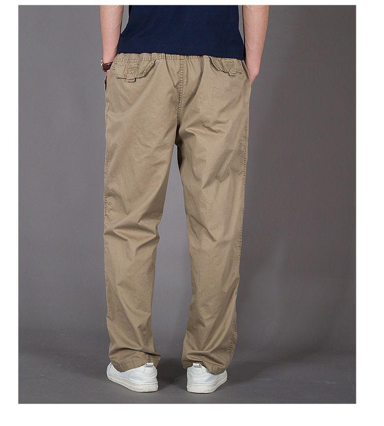 Men's Casual Multi-Pocket Cargo Pants - Spring/Autumn, Straight Leg, Plus Size, Solid Color