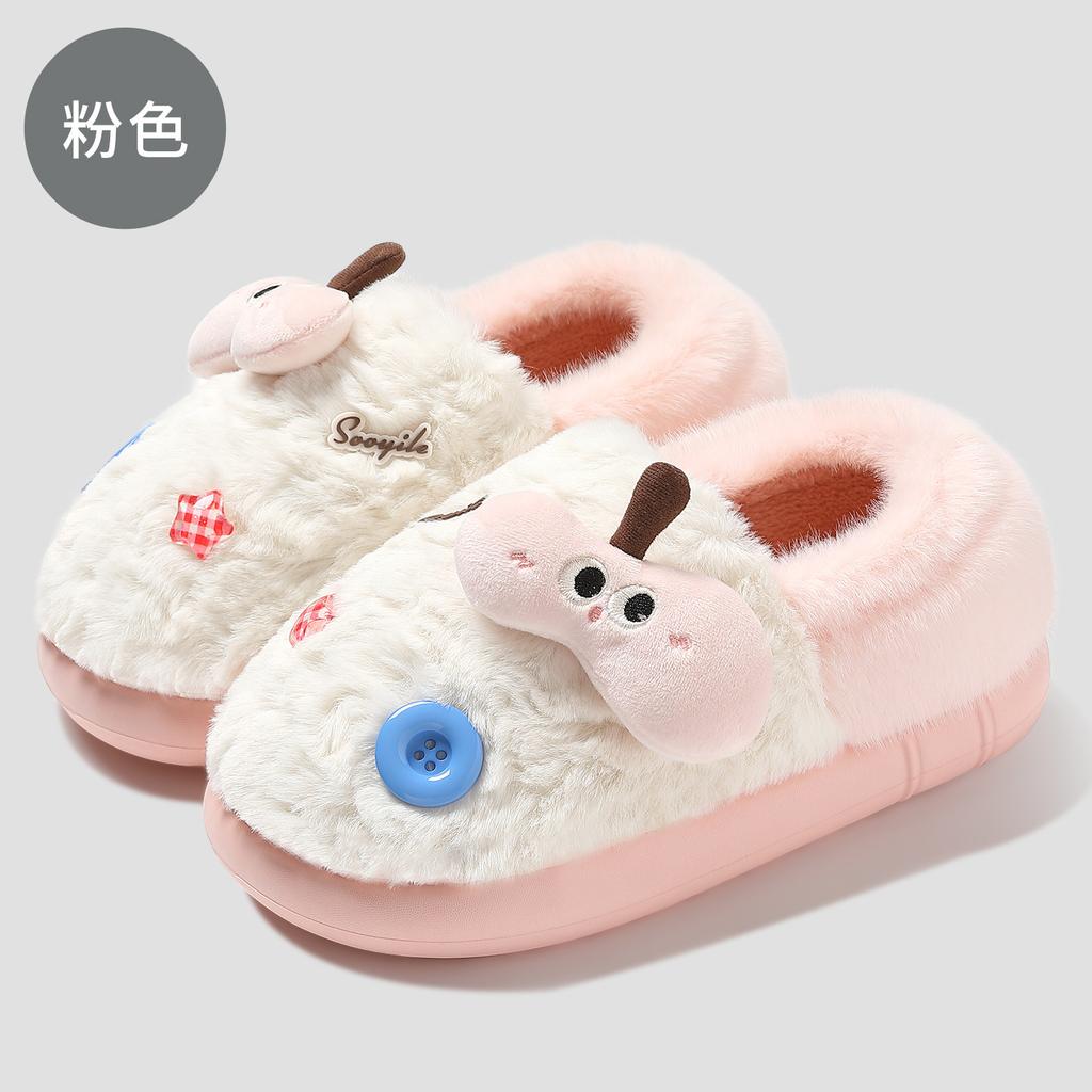 Cute cotton slipper bag and cartoon warm plush non-slip and wear-resistant soft bottom cotton mop for indoor use at home