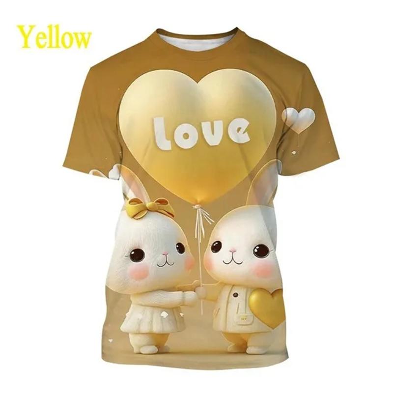Letní horký výprodej Králík 3D tisk Tričko Zvíře Kulatý výstřih Krátký rukáv Módní Unisex Ležérní Roztomilé topy Chlapecké Dívčí Trička