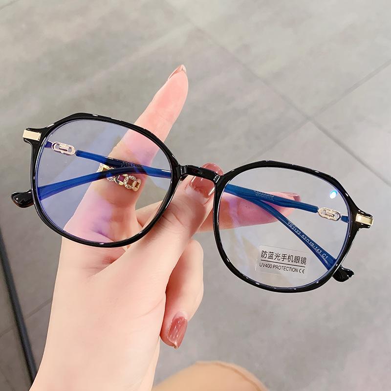 New small frame glasses Internet celebrity round frame can be matched with degrees, ultra-light anti-blue glasses