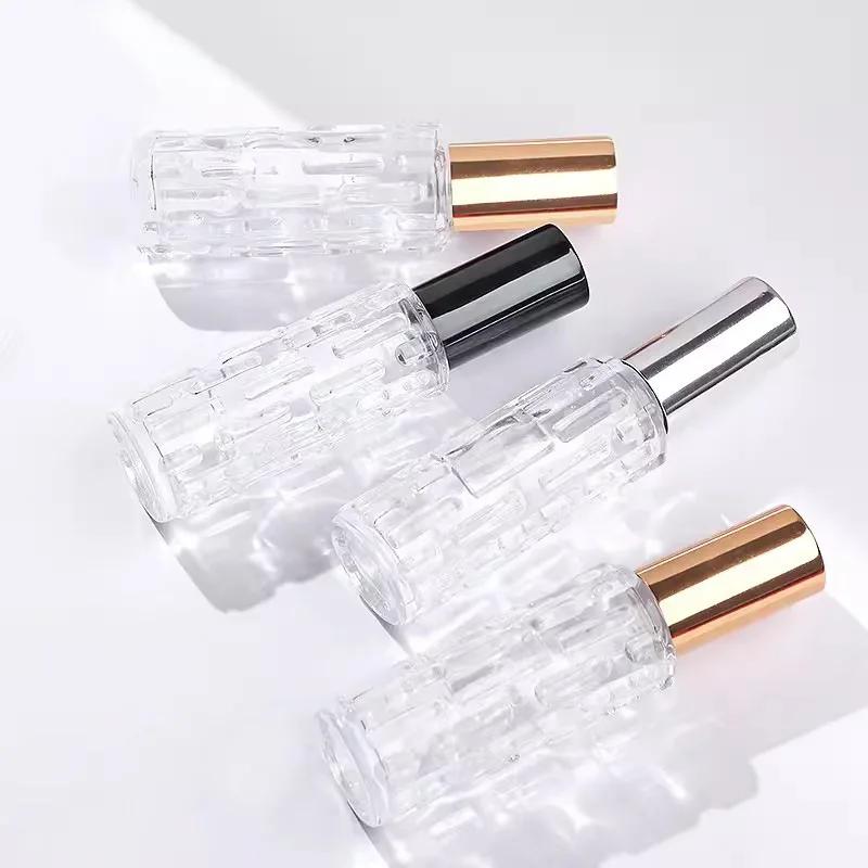 1 botella de spray para perfume de vidrio de 10 ml, dispensador de perfume con cabezal rociador de aluminio, prensa para botella vacía