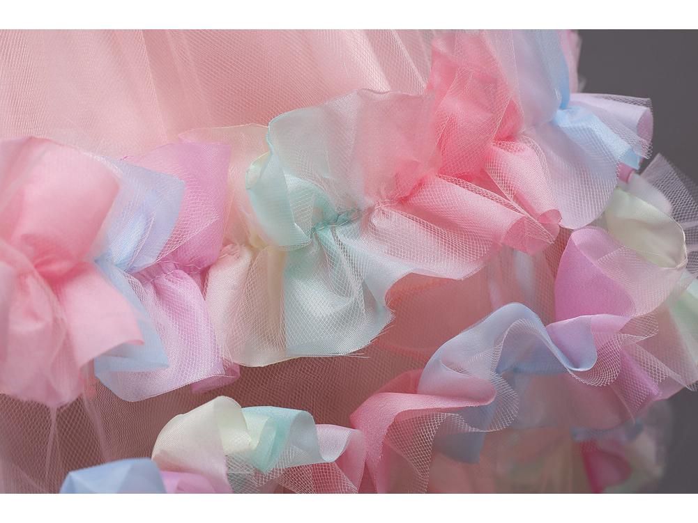 Colorful Princess Puffy Wedding Dress for Girls with Train