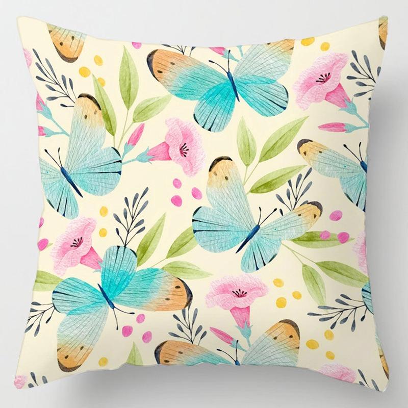Pillow Bedside Cushion Cushion Butterfly Print Pillow Case Soft Sofa Pillow Office Chair