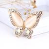 Colored Diamond Cat's Eye Butterfly Brooch Realistic Simple Stone Design Women's Fashion Temperament Versatile Daily Corsage Pin Jewelry