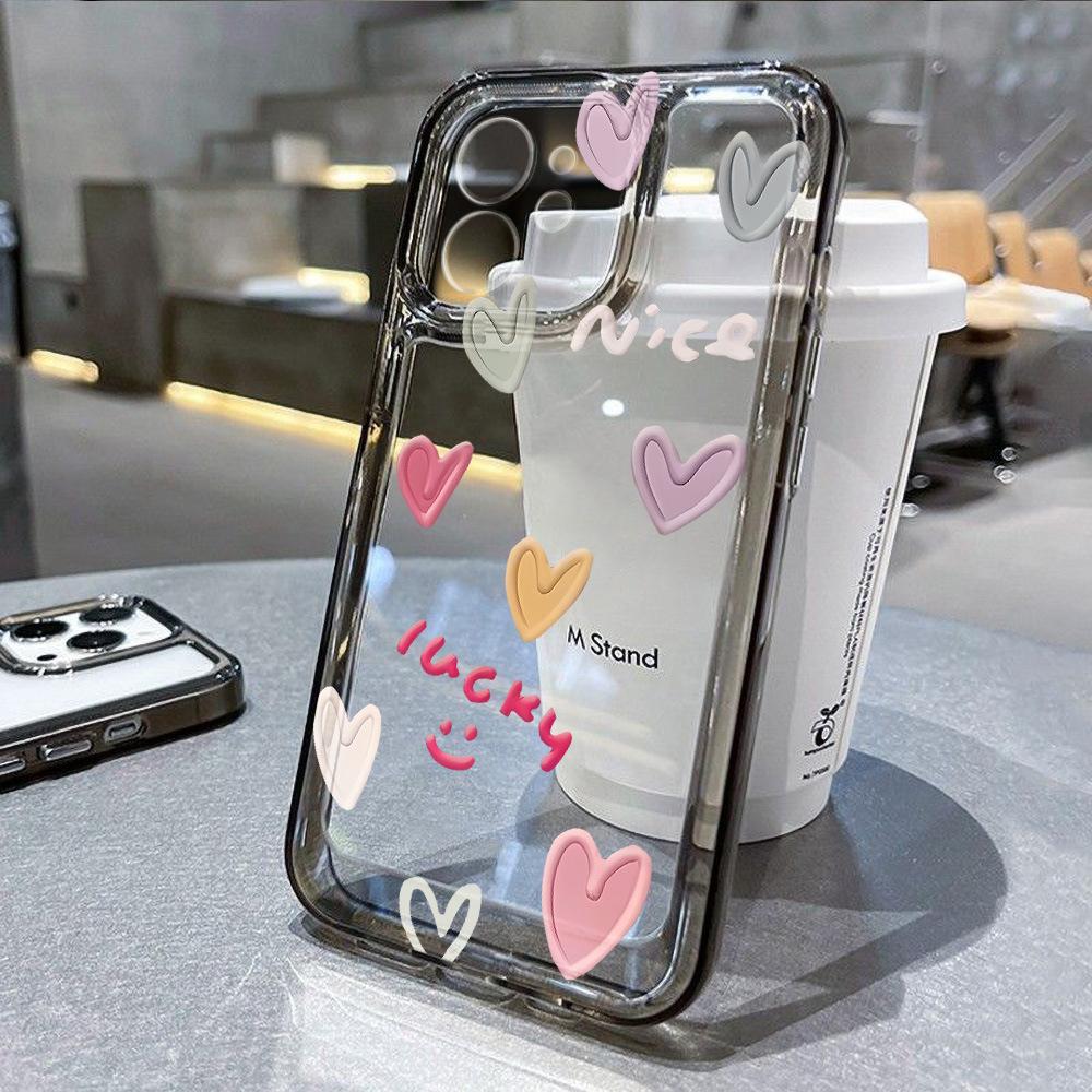 Simple Color Love Is Suitable for iPhone17promax Space Phone Case Apple 16 Transparent 14/15 Niche