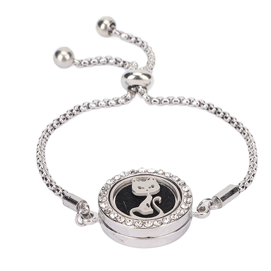 Essential Oil Diffuser Bracelet Stainless Steel Aromatherapy Locket Adjustable Bracelet for Women