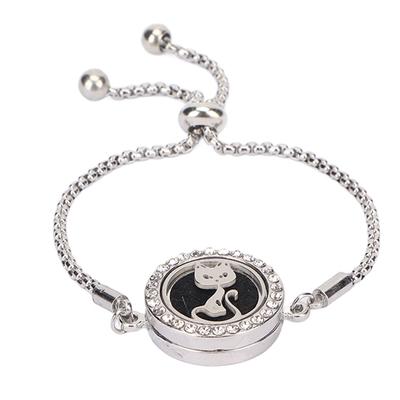 Pulsera Difusora de Aceites Esenciales Acero Inoxidable Medallón de Aromaterapia Pulsera Ajustable para Mujeres