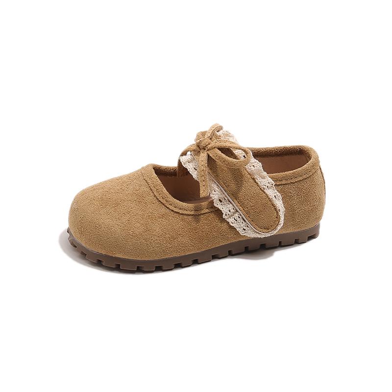 

Girls Leather Shoes 1-16 Years Old Khaki Lace Lace Bow Girls Bir Princess Shoes Four Seasons Lightweight Children s ken Shoes 23