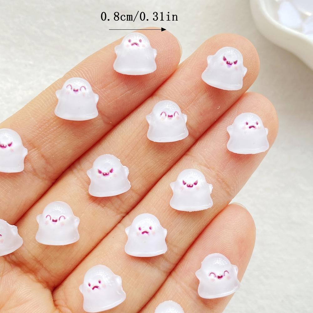50Pcs Cute Mini Cartoon Halloween Ghost Series Flat Back Rhinestone Bead Scrapbook DIY Manicures Appliques Accessories Crafts