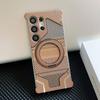 Metal Phone Case With Magnetic Stand Galaxy S26 Ultra S25 Shockproof Heat Dissipation Anti-Fingerprint