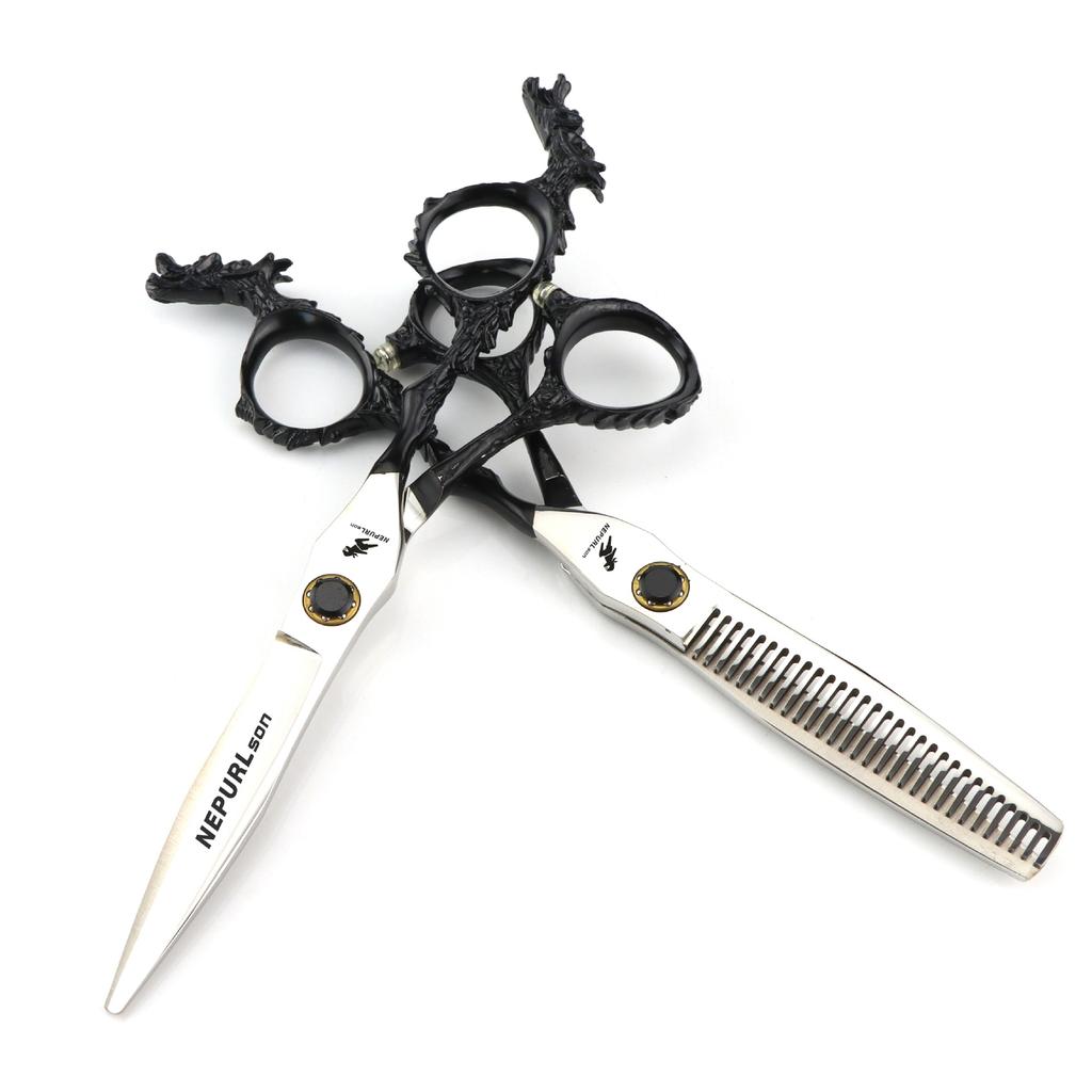 6.0 Inch Semi-Black Tail Dragon, Nepson Personality, Hair Scissors, Hair Scissors, Flat Cut Tooth Scissors, Thin Cut