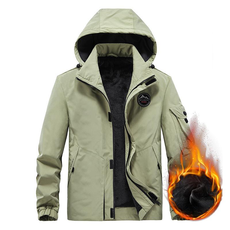 Autumn and Winter New Fleece Jacket Men's Military Tooling Large Size Multi-bag Can Be Off The Hat Thickened Jacket