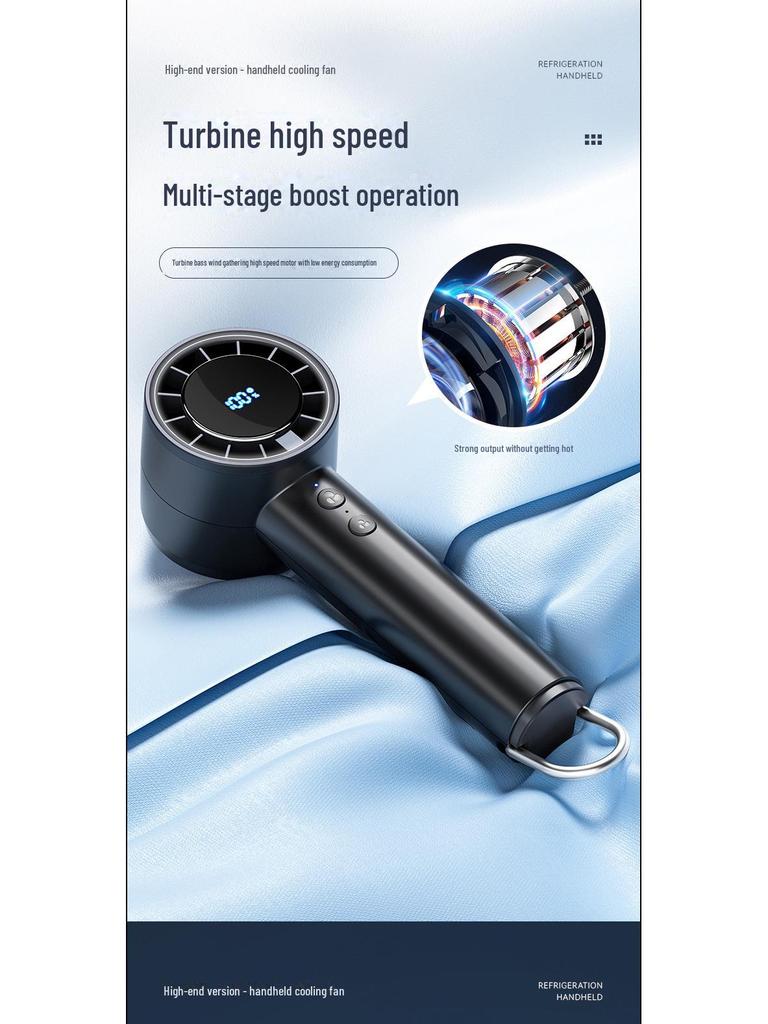 2025 USB Portable Mini Turbine Ice Fan: 100-Speed Digital Display Outdoor Handheld