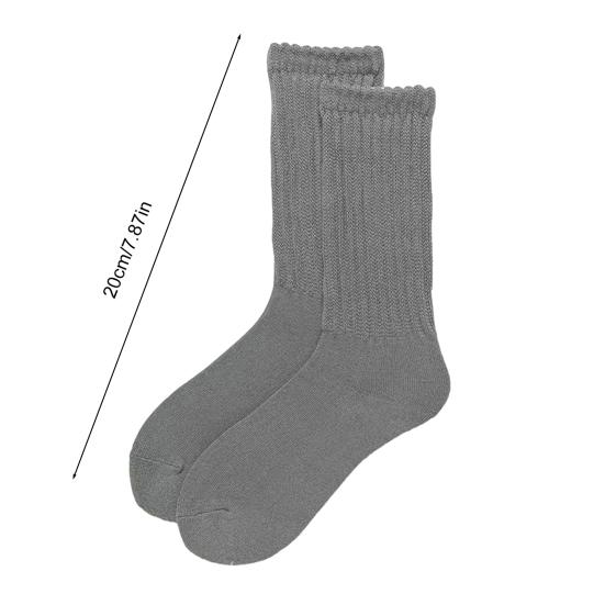 1 Pair Women Crew Socks Solid Color Ribbed Calf Scrunch Boot Socks Elastic Warm Socks Versatile Footwear Accessory