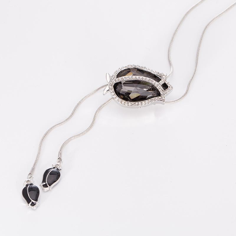 Tulip Crystal Tassel Pendant Long Necklace - Autumn/Winter Versatile Sweater Chain