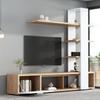 Wohnwand Wohnzimmer, Wohnzimmer Möbel Set, 1x TV Lowboard, Wandregal, Komplett, Elegante Mediawand, Viel Stauraum, 60 Zoll TVs, Weiß & Holzfarbe