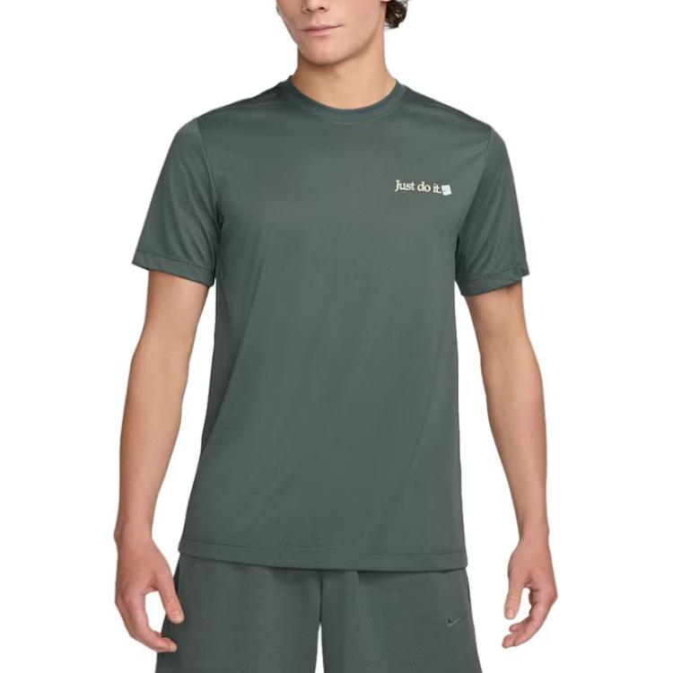 

Nike Letter Print Crew Neck Straight Cut Short Sleeve T-Shirt Men Tops Green FZ8045338 XL