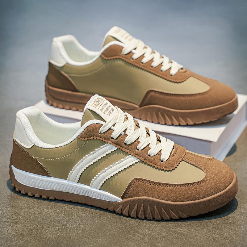 

Men s Retro Colorblock Casual Sneakers Non-slip Wear-resistant Low-top Skate Shoes Breathable Daily Walking Shoes 39 коричневый