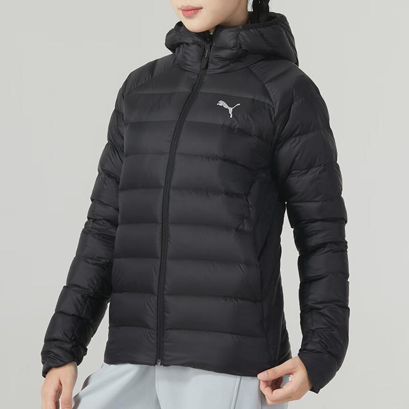 Puma Solid Color Lightweight Warm Breathable Hooded Down Jacket Women Outerwear Black 672283-01
